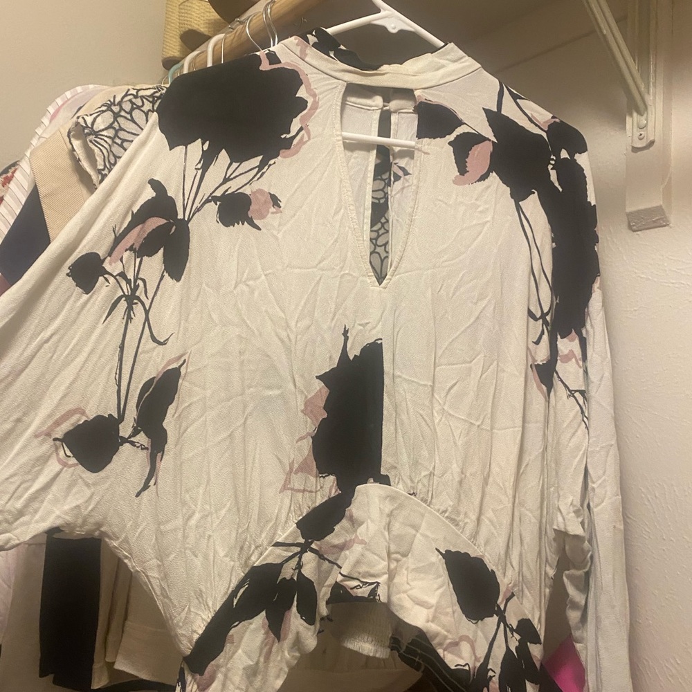 Free people open back tie shirt
